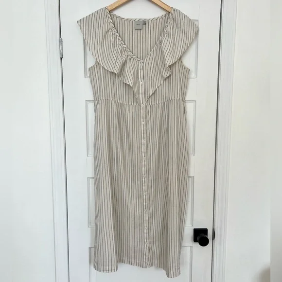 Striped V-Neck Ruffle Dress - Picture 5 of 10